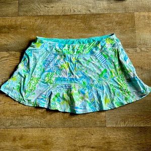 LILLY PULITZER LUXLETIC Whisper Blue Beach Happy Corrine Skort UPF 50+ Size XL